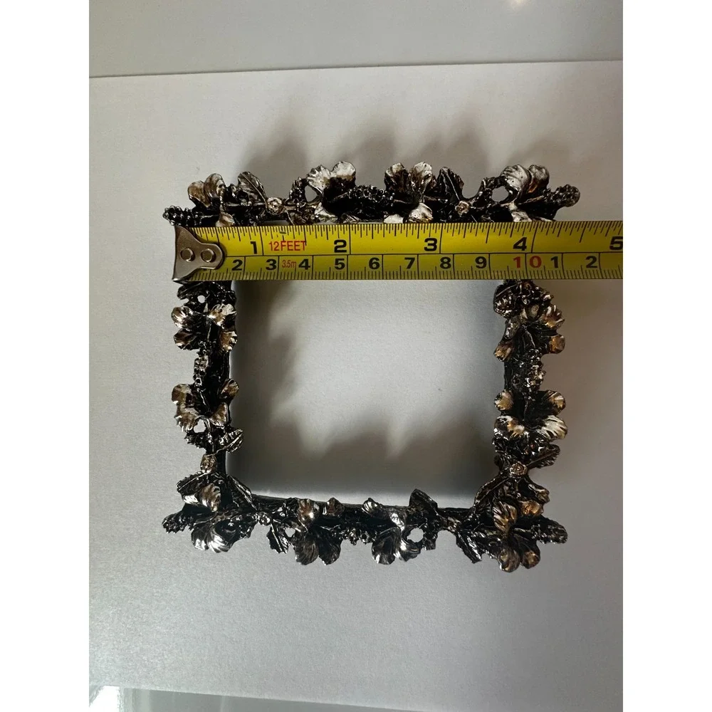 Vintage 1960s Ornate GRESCO Hibiscus Flowers Square Picture Frame 4.5